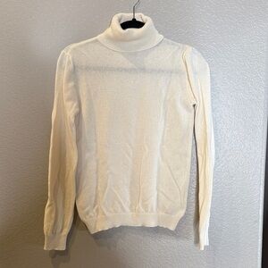 Lilysilk 100% cashmere relaxed fit Cream Turtleneck Sweater